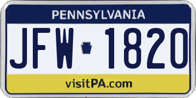PA license plate JFW1820