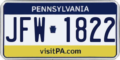 PA license plate JFW1822