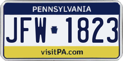 PA license plate JFW1823