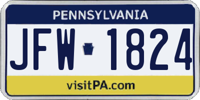 PA license plate JFW1824