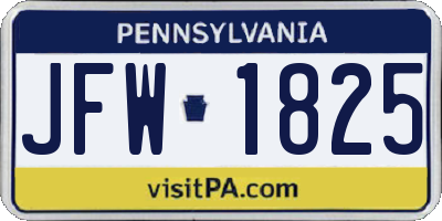 PA license plate JFW1825