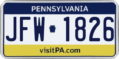 PA license plate JFW1826