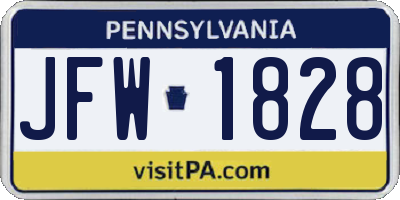 PA license plate JFW1828