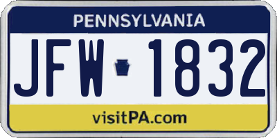 PA license plate JFW1832