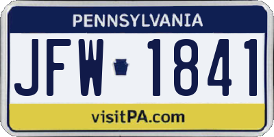 PA license plate JFW1841