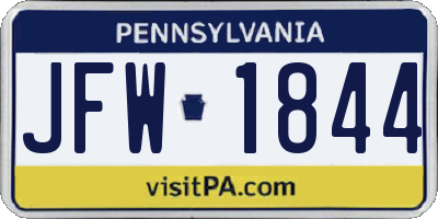 PA license plate JFW1844