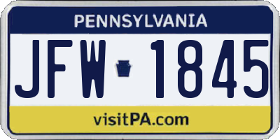 PA license plate JFW1845