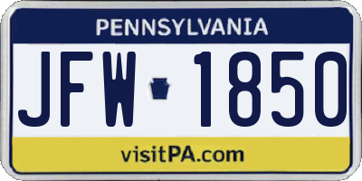 PA license plate JFW1850