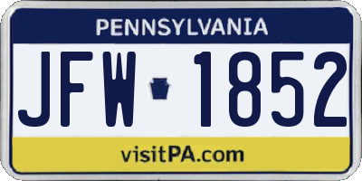 PA license plate JFW1852