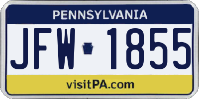 PA license plate JFW1855