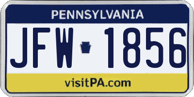 PA license plate JFW1856