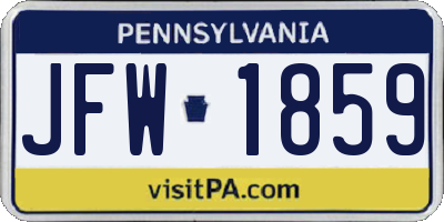 PA license plate JFW1859