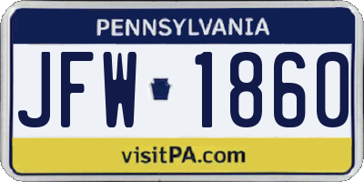 PA license plate JFW1860