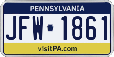 PA license plate JFW1861