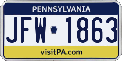 PA license plate JFW1863