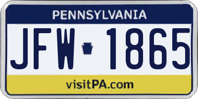 PA license plate JFW1865