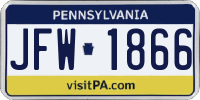 PA license plate JFW1866