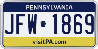 PA license plate JFW1869