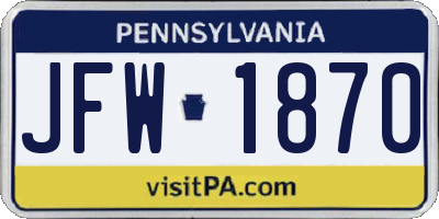 PA license plate JFW1870