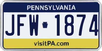 PA license plate JFW1874