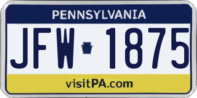 PA license plate JFW1875