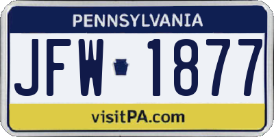 PA license plate JFW1877