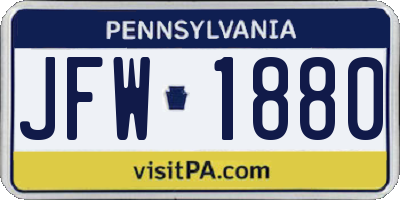 PA license plate JFW1880