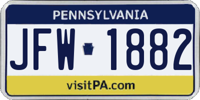 PA license plate JFW1882
