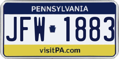 PA license plate JFW1883