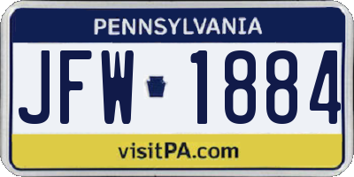 PA license plate JFW1884