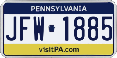 PA license plate JFW1885