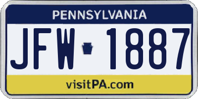 PA license plate JFW1887