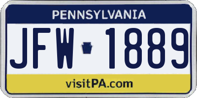 PA license plate JFW1889
