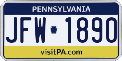 PA license plate JFW1890