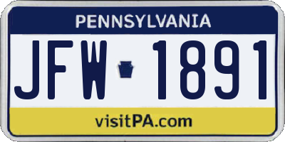 PA license plate JFW1891
