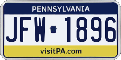 PA license plate JFW1896