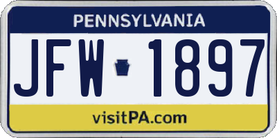 PA license plate JFW1897