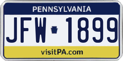PA license plate JFW1899