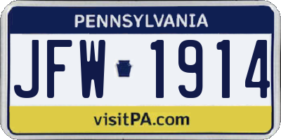 PA license plate JFW1914