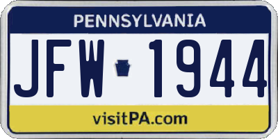 PA license plate JFW1944