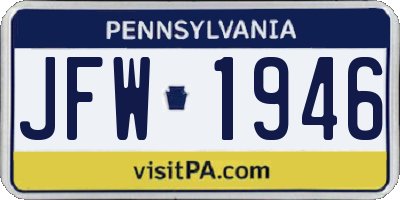 PA license plate JFW1946