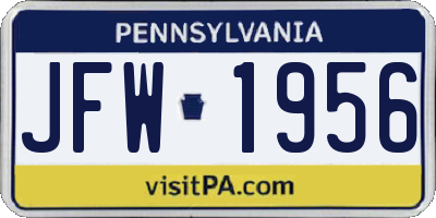 PA license plate JFW1956
