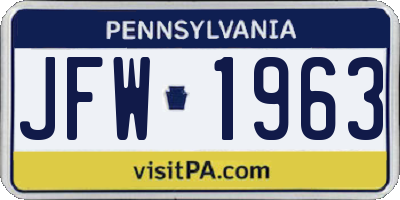 PA license plate JFW1963