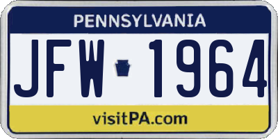 PA license plate JFW1964