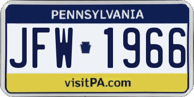 PA license plate JFW1966