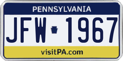 PA license plate JFW1967