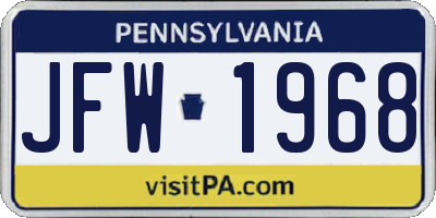 PA license plate JFW1968