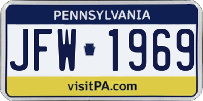 PA license plate JFW1969