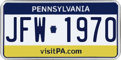 PA license plate JFW1970