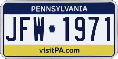 PA license plate JFW1971